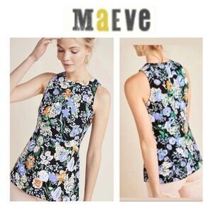 NWOT Maeve by Anthropologie Floral Sleeveless with Button Accent Blouse